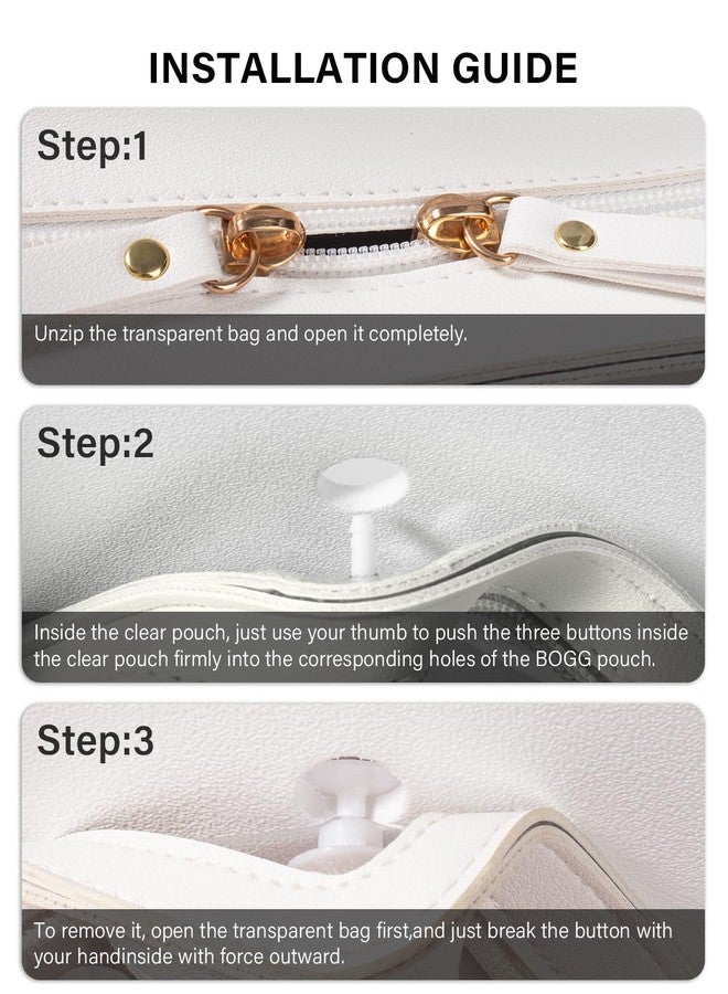 LETGO Clear Insert Bag for Bogg Bag Accessories - 2 Packs Leather Zipper Insert Pouch for Bogg Tote Travel Makeup Clean Toiletry Handbag Organizer Cosmetic Divider Storage Inner Pouch (Beige) - Image 5